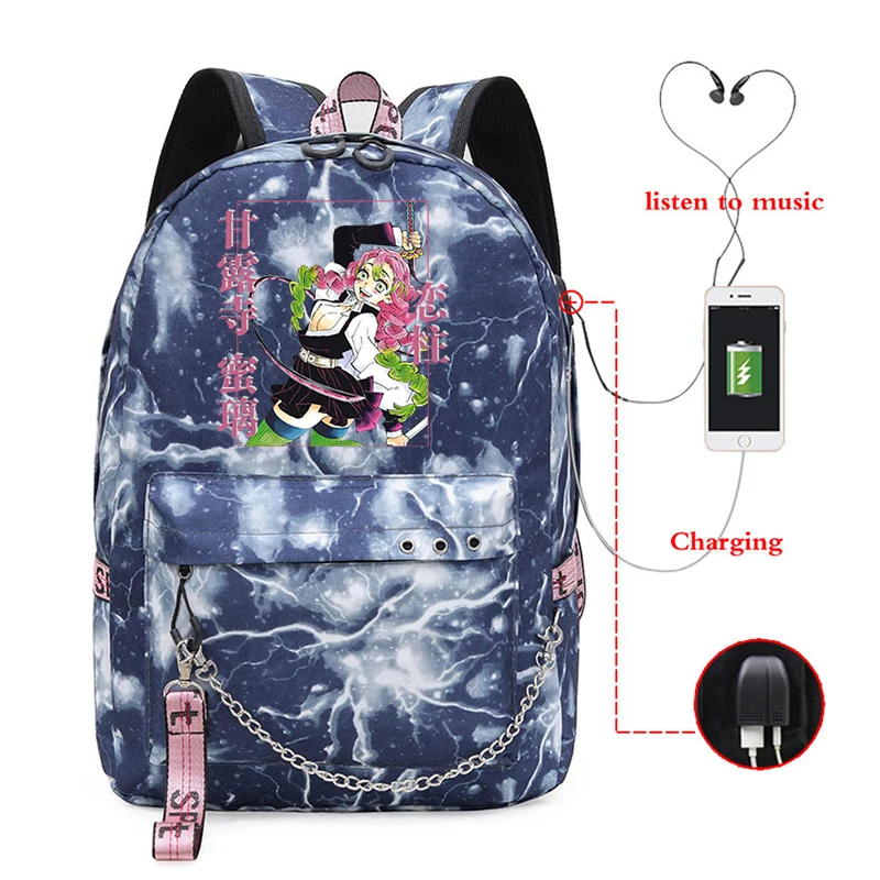 Demon Slayer Anime Travel Bags Female Multifunction Sports Bag Street Style Demon Slayer School College Student Laptop Backpack