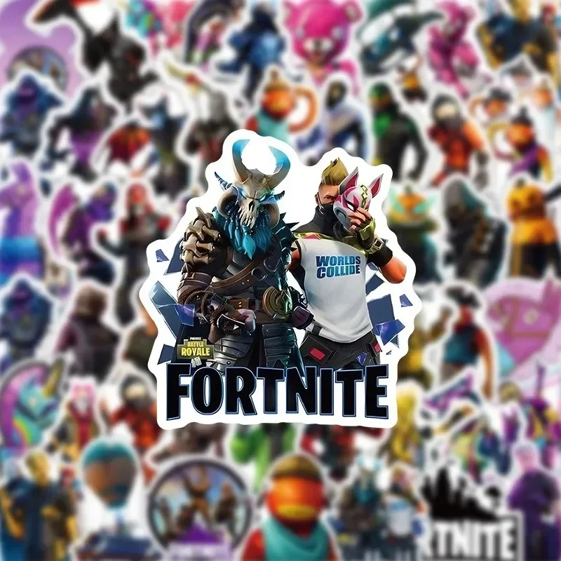 Fortnite 50 шт. наклейки для мальчиков и девочек, детские игрушки, милый чехол для телефона с героями мультфильмов аниме, украшения для вечеринки, водонепроницаемые подарки на день рождения для детей