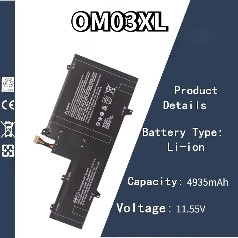 

Brand New 11.55V 4935mAh OM03XL Laptop Battery For HP EliteBook X360 1030 G2 HSN-I04C HSTNN-IB7O 863167-171 863167-1B1