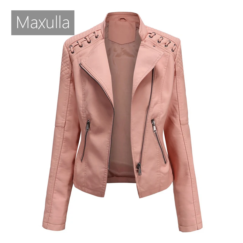 Spring Lady's PU Leather Jackets Fashion Women Retro Solid Color Short Leather Coats Girls Windbreaker Motorcycle Leather Jacket