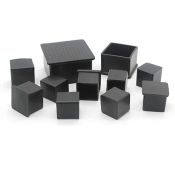 4pcs 사각형 의자 다리 모자 검은 고무 테이블 가구 피트 파이프 튜브 엔드 커버 캡 양말 플러그 바닥 보호 패드 19mm-80mm