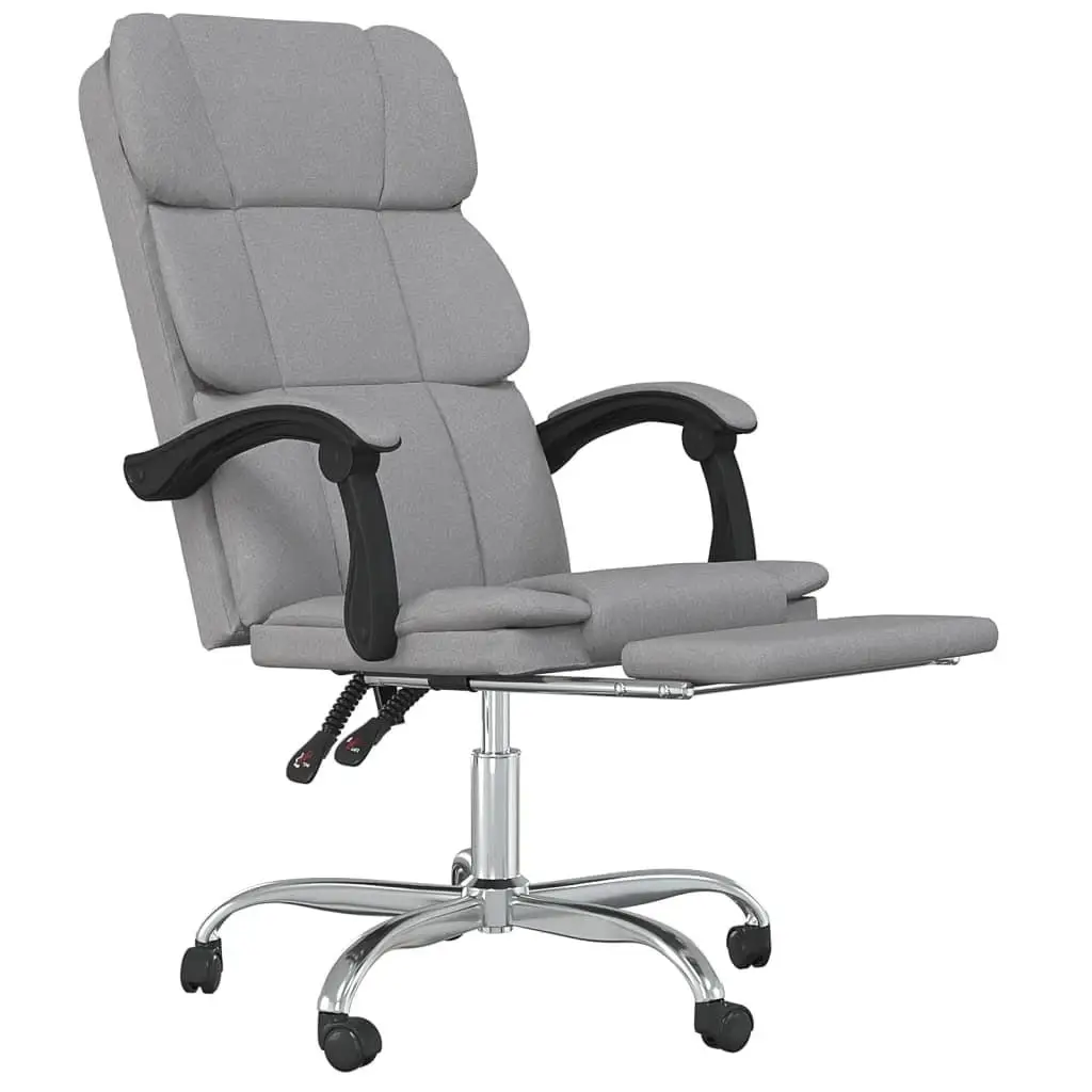 Light Gray Fabric Reclining Office Chair - Ergonomic Comfort & Adjustable Design