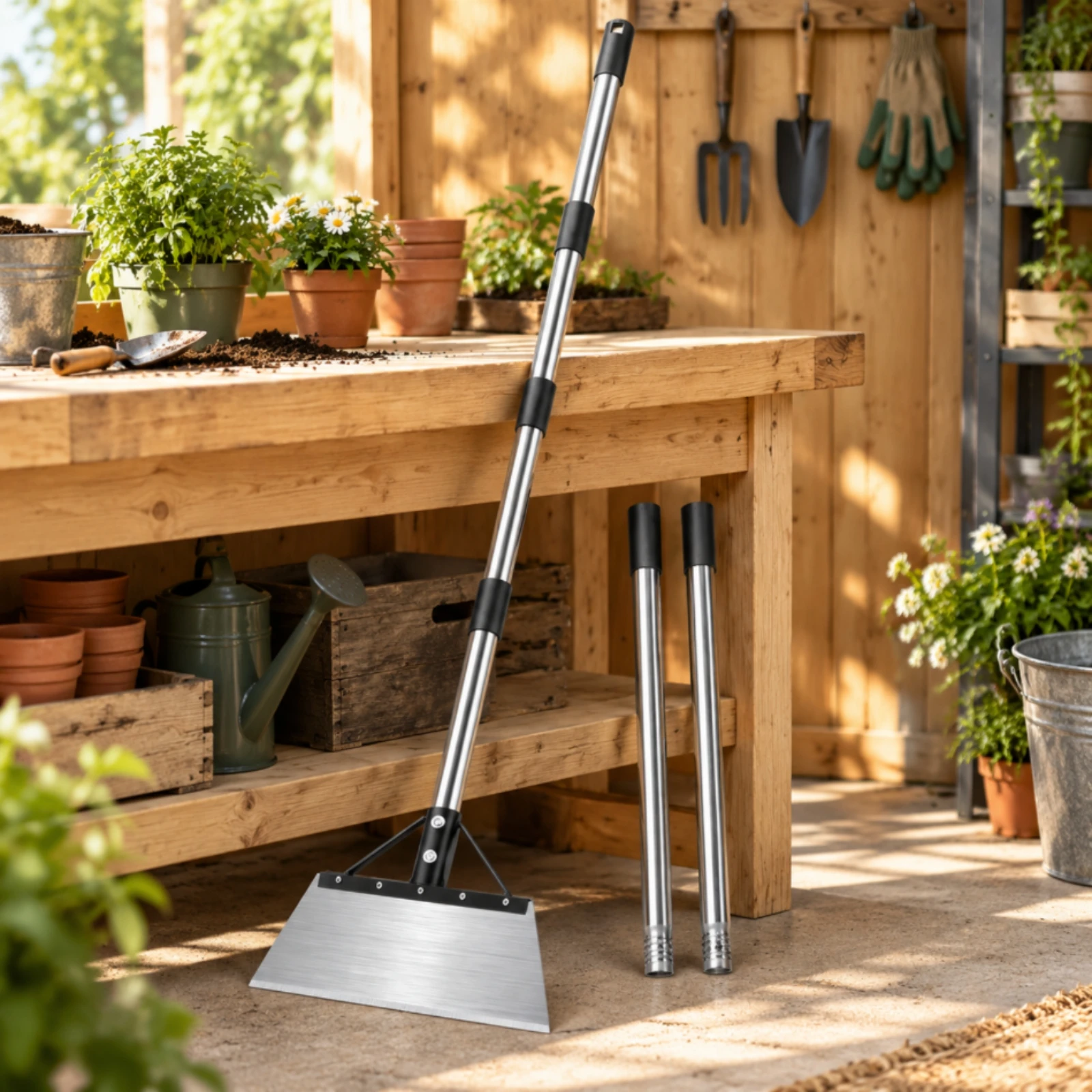 Flat Cleaning Shovel Long-Lasting Flat Shovel with Reinforced Mounting Garden Tool Wear-Resistant Easy to Store for Farmers
