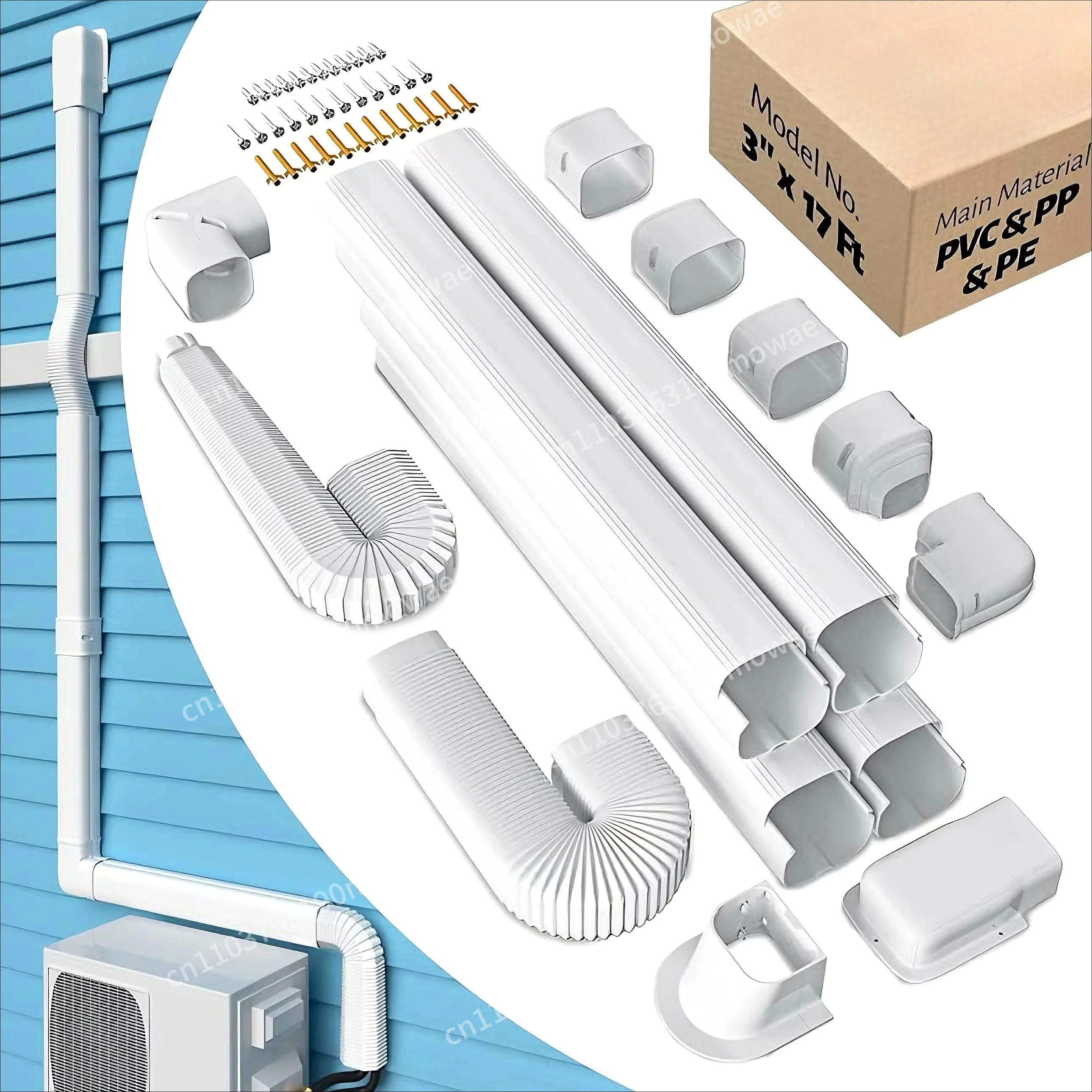 Decorative Type Easy Installation PVC Pipe Kit Factory Horizontal Elbow Straight Through Joint Vertical Elbow Pipe Duct Cap Air