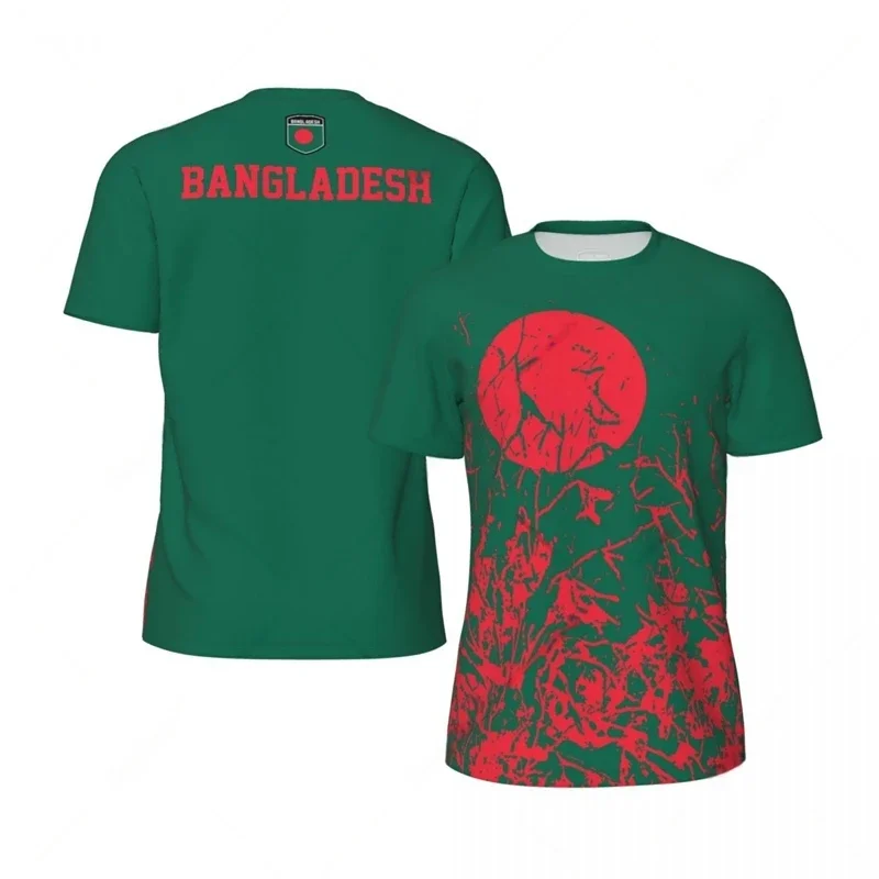 

Men's 3D Printed Sports T-shirt, Graphic Football Shirt, Breathable, Breathable, Fashionable, National Symbol, Bangladesh Feel
