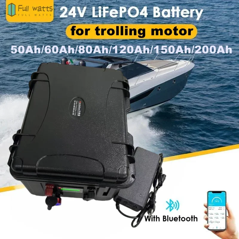 

Водонепроницаемая литиевая батарея Lifepo4 24 В 100 Ач 50 Ач 60 Ач 80 Ач 120 Ач 150 Ач 200 Ач с Bms для пропеллера троллингового двигателя + зарядное устройство 10 А