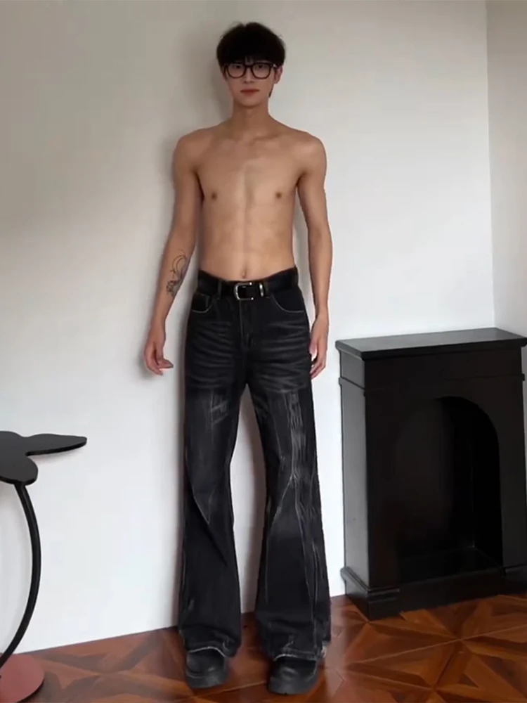 

Men's mid High Waist Fce Lined Bootcut Jeans Straight Leg American Sle Street Vibe Autumn Winter Jeans Youth Faion