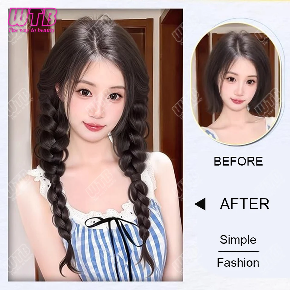 Synthetische lange gevlochten paardenstaart haarextensies voor dames Hoge temperatuur vezel haaraccessoires