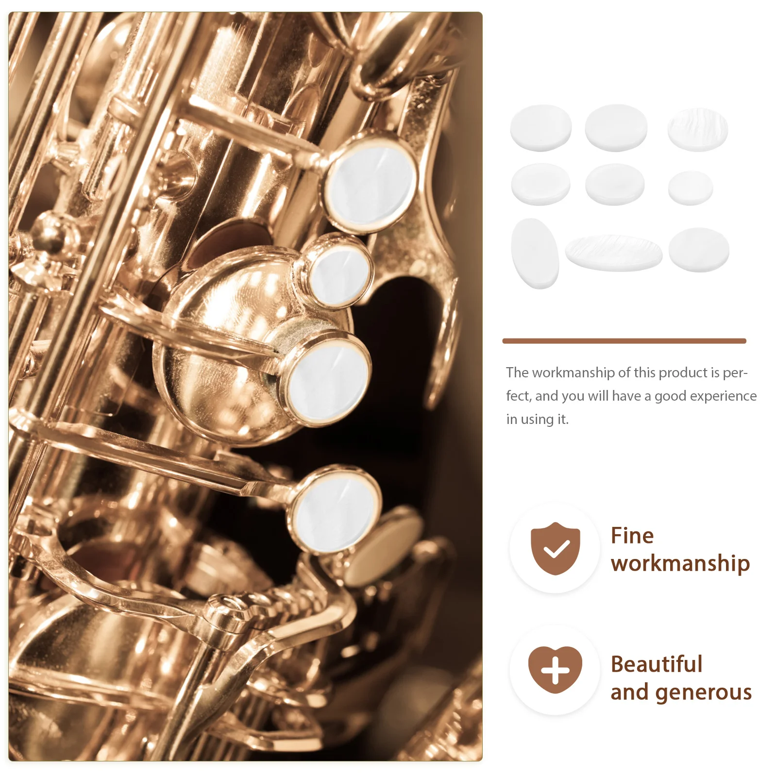 

9pcs Key Buttons Shell Sax Replacement Button Decor Replacement Parts White Accessories Durable Craftsmanship Sax Key Pad