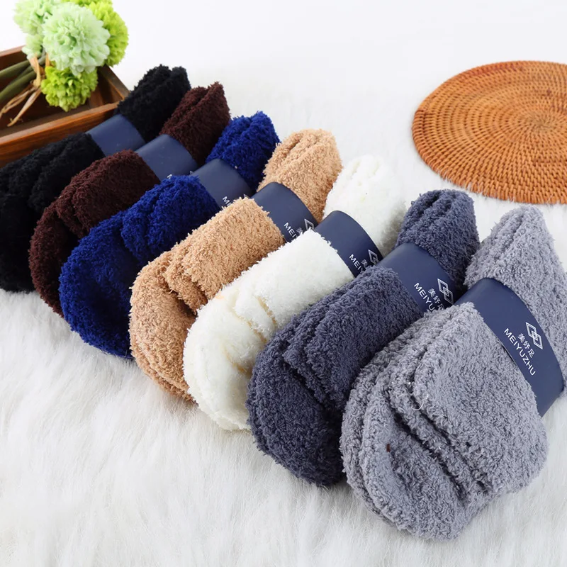 Extremely Cozy Cashmere Socks Men Women Winter Warm Sleep Bed Floor Home Fluffy Accessories Solid Color Foot Protector