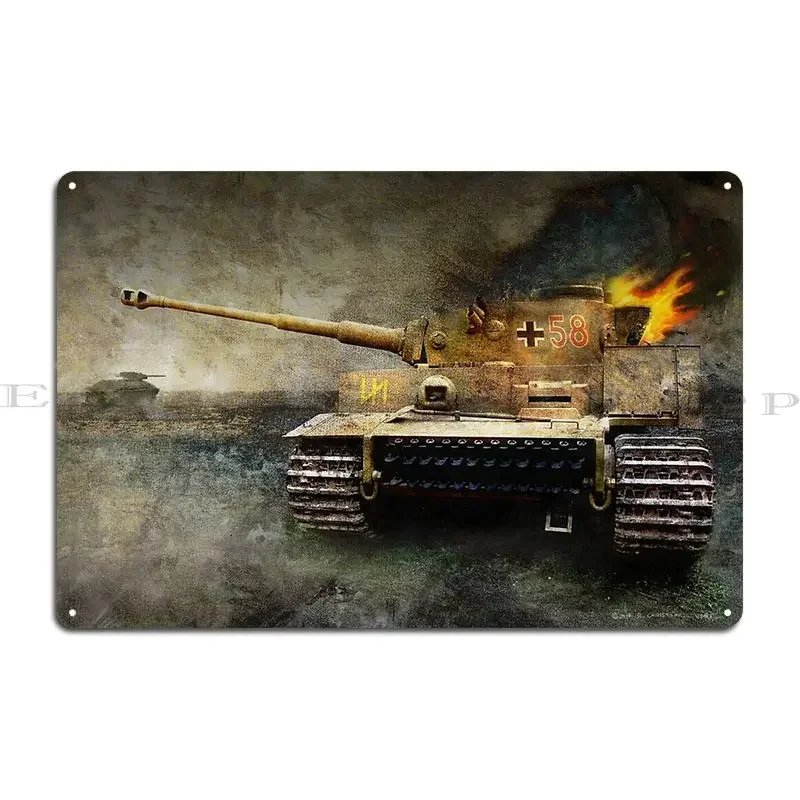 Tiger Tank Faces T 34 Eastern Front Metal Plaque Poster Garage Bar Mural Painting Custom Tin Sign Poster