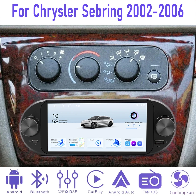 

6.8'' 4+64GB For Chrysler Sebring 2002-2006 Car Radio Wifi Reversing Image Google MapHead Unit Wireless Carplay Android 15 Auto