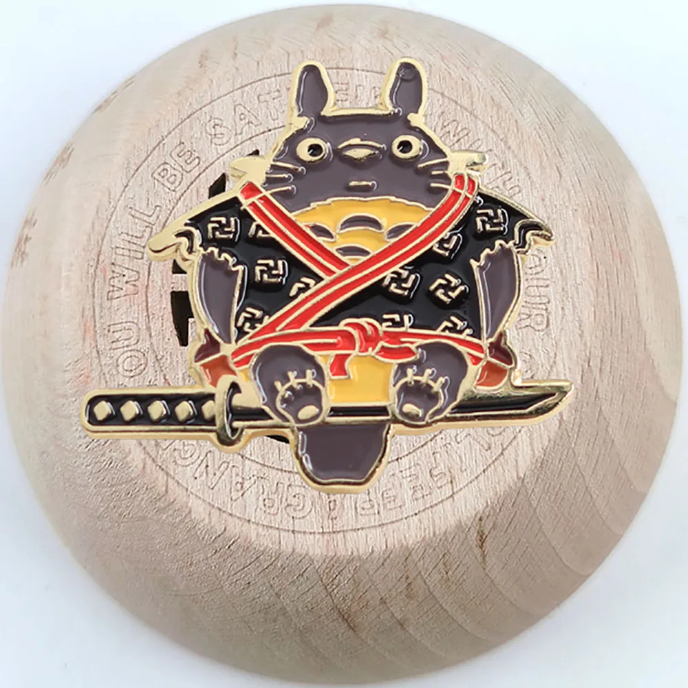 Cute Cartoon Animal Enamel Pin Samurai Cat Badge Japanese Fantasy Animation Movie Brooch bag Accessories Fans Gift Collection