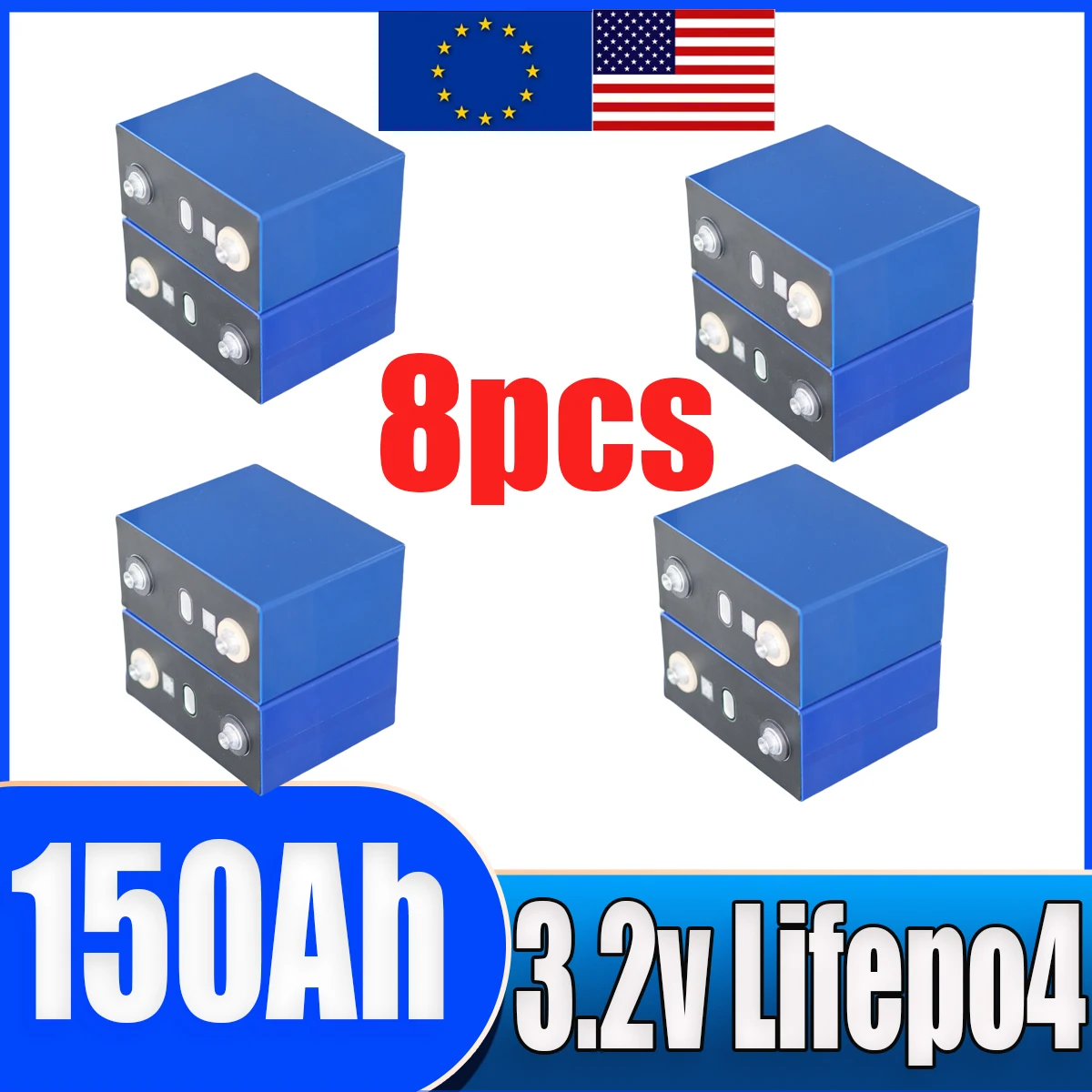 

8 шт. новый 150 Ач LiFePO4 аккумулятор 3,2 В DIY 12 В 24 В 48 В мотоцикл электрический автомобиль путешествия солнечный инвертор перезаряжаемая батарея без налога