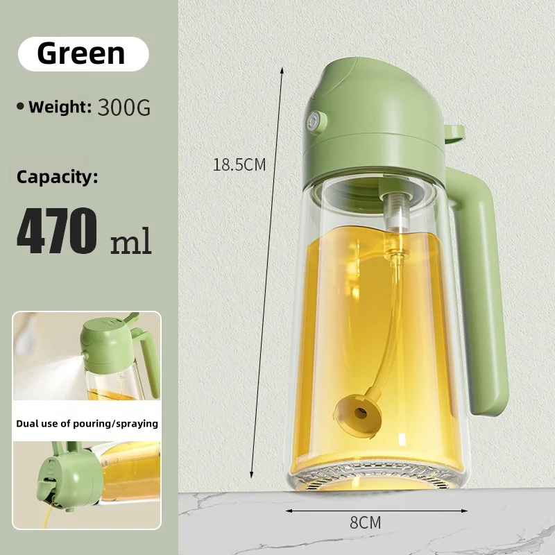 Glass Oil Spray Bottle with Pour Spout Nozzle Olive Dispenser Dual-Purpose Camping BBQ Baking Soy Reusable Sauce Sprayer Bottle