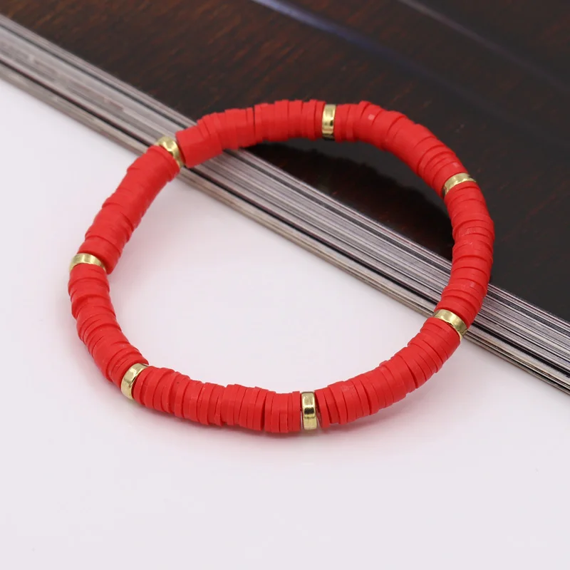 Boho Schmuck Armbänder für Frauen Mode Regenbogen Bunte Polymer Clay Perlenarmband Geschenk Damen Mädchen Handgelenk-Accessoires – Detail 14