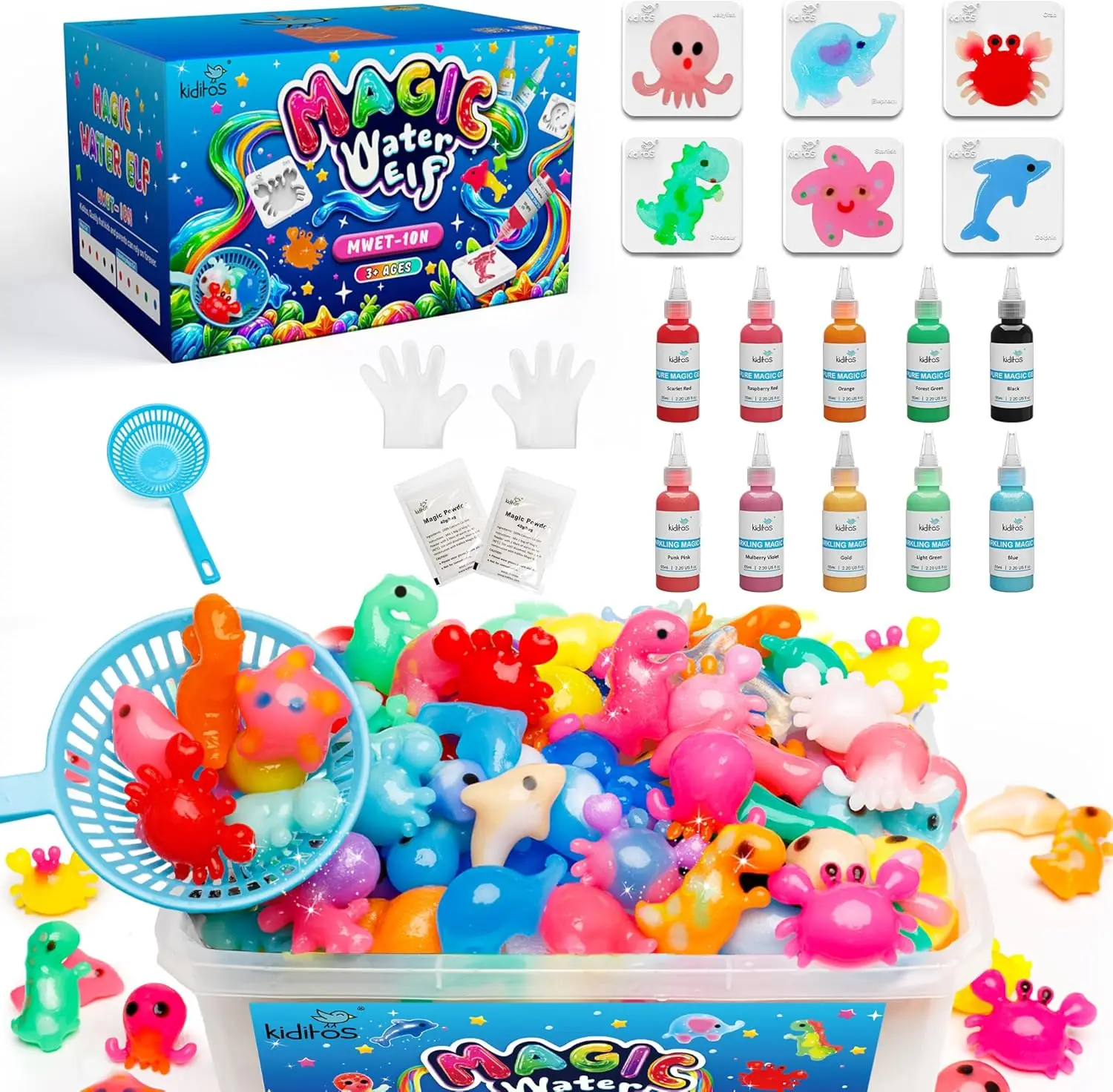 

Magic Water Elf Toy Kit: Create Your Own Water Pets, DIY Sensory Craft with 10 Gels & 6 Molds, STEM Activity for Kids Ages 3+