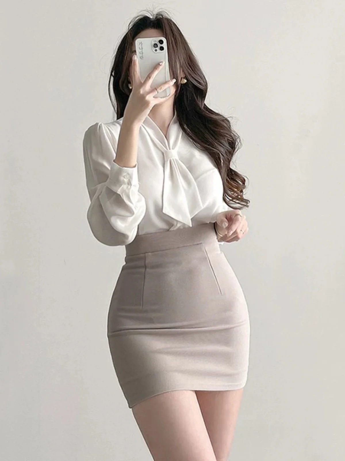 

High Waist Bodycon Skirt Bla White Women's Skirt Tight Fit Commute Sle Korean Faion Padded Inner Zipper Detail