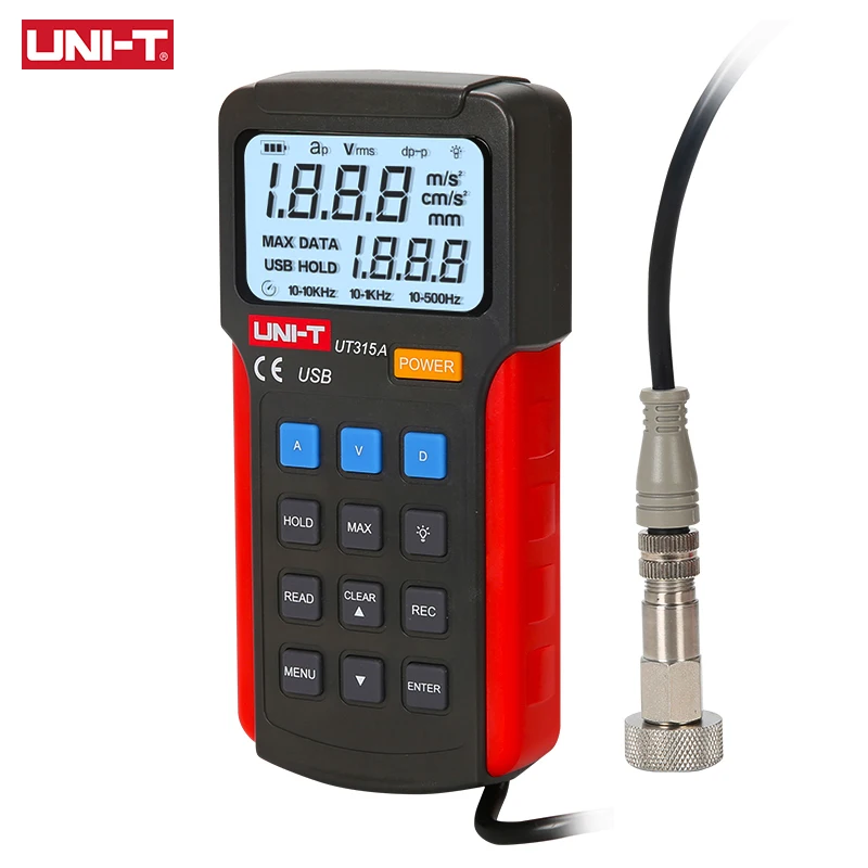 UNI-T UT315A Digital Vibration Testers Vibration Acceleration Velocity Displacement Measurement USB Connect PC Soft