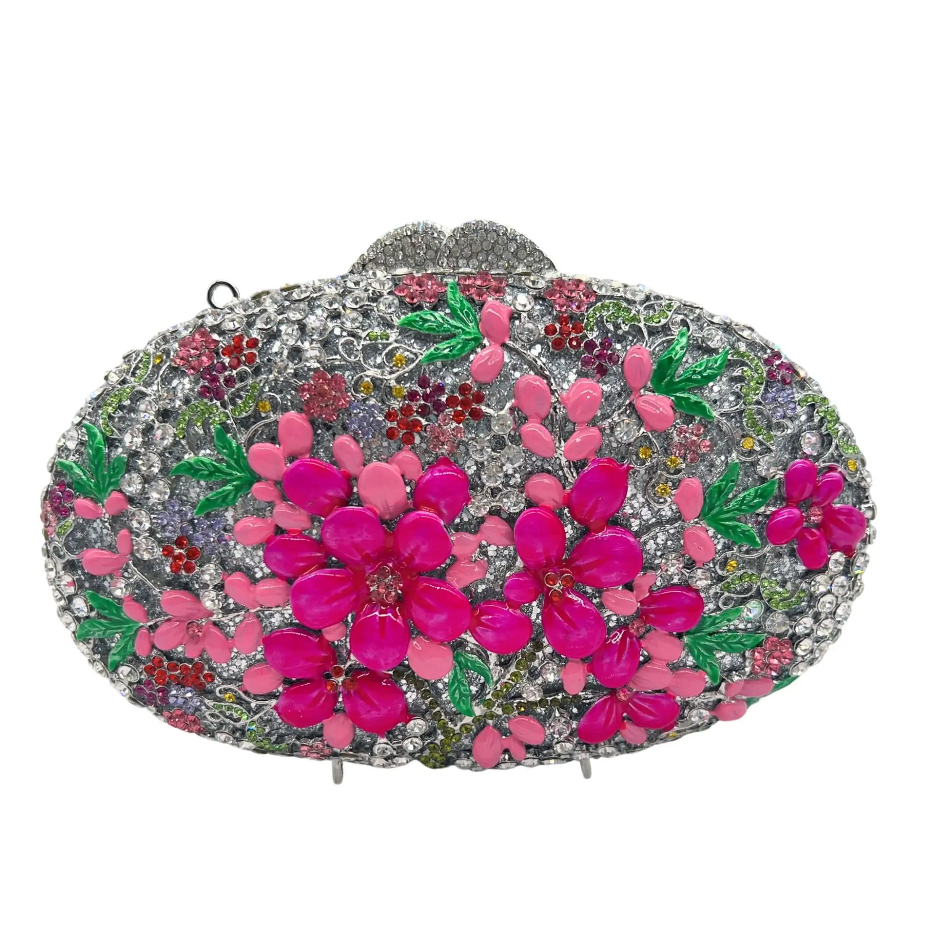 Bling Pink Flower Evening Bag Crystal Wedding Prom borse per le donne di lusso Diamond Dinner Dinner frizioni borse pochette con strass