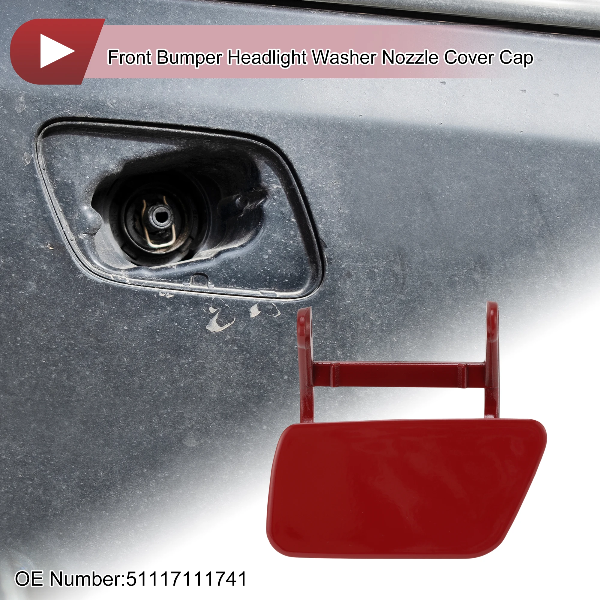 

UXCELL Крышка сопла омывателя фар бампера No 51117111741 для BMW 525i 04-05 Красный