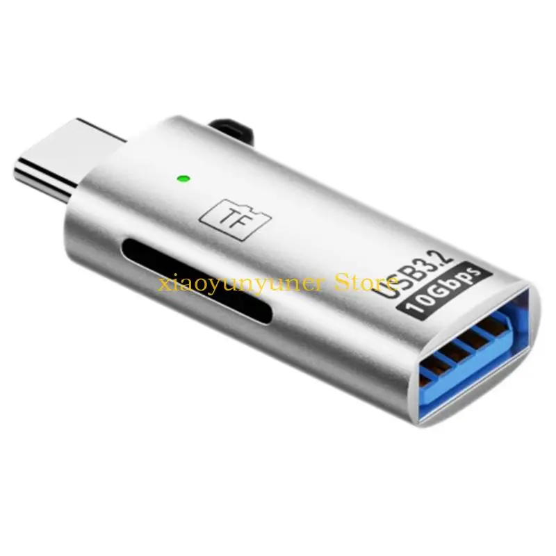 P9JB Metal Type-C MicroSDs Reader with USB Port for Quick Card Access