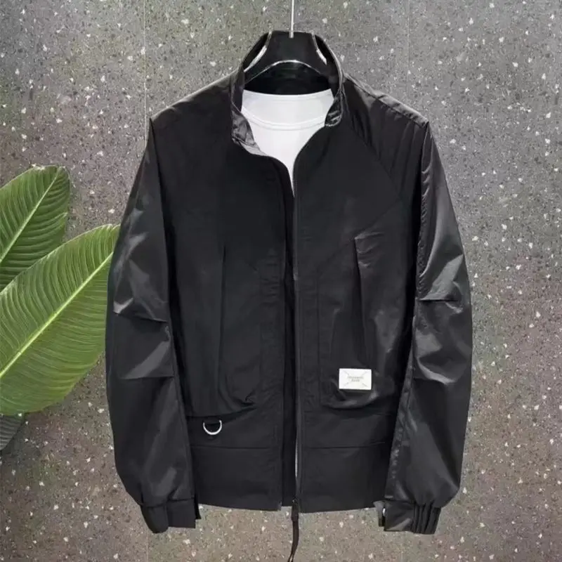 2025 Men's Autumn New Three-dimensional Cut Fashion Casual and Versatile Stand Collar Solid Color Trendy Jacket