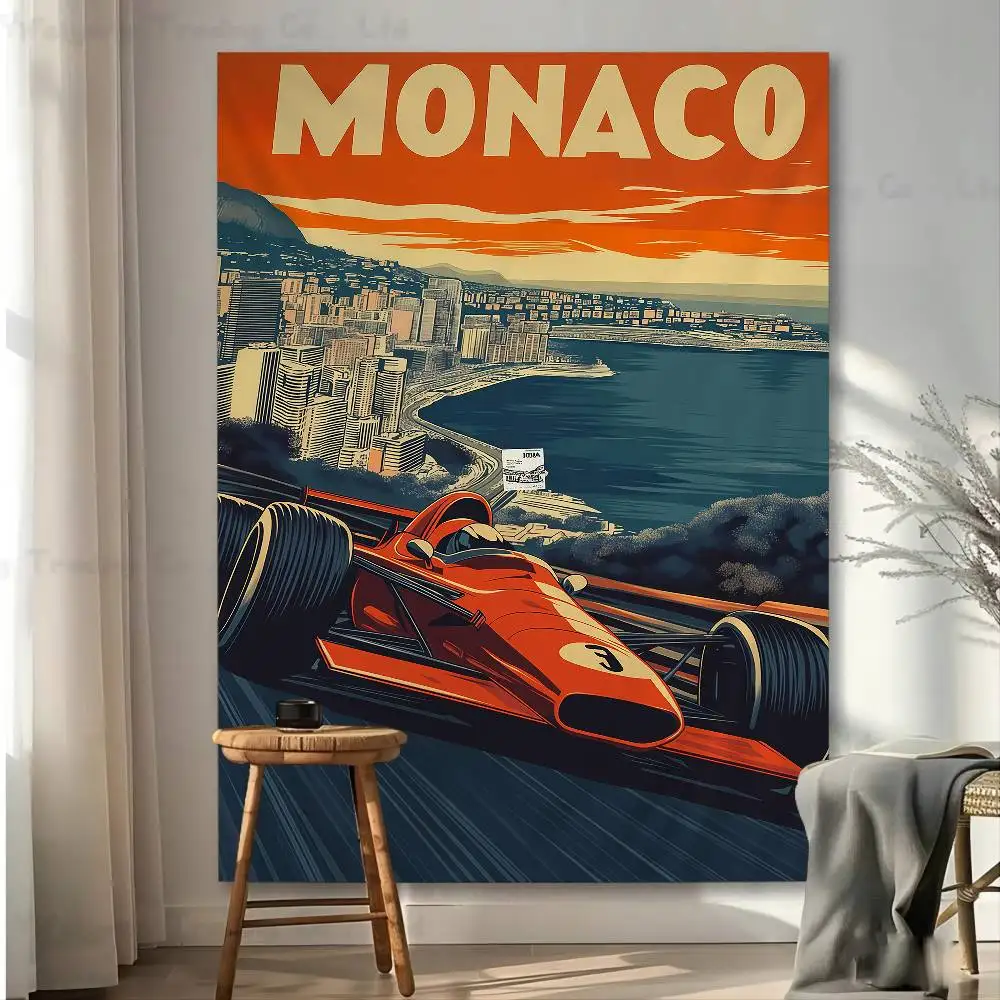 Винтажный-гоночный-автомобиль-Формулы-1-мультяшный-гобелен-искусство-научная-фантастика-домашний-декор-для-комнаты-художественный-домашний-декор