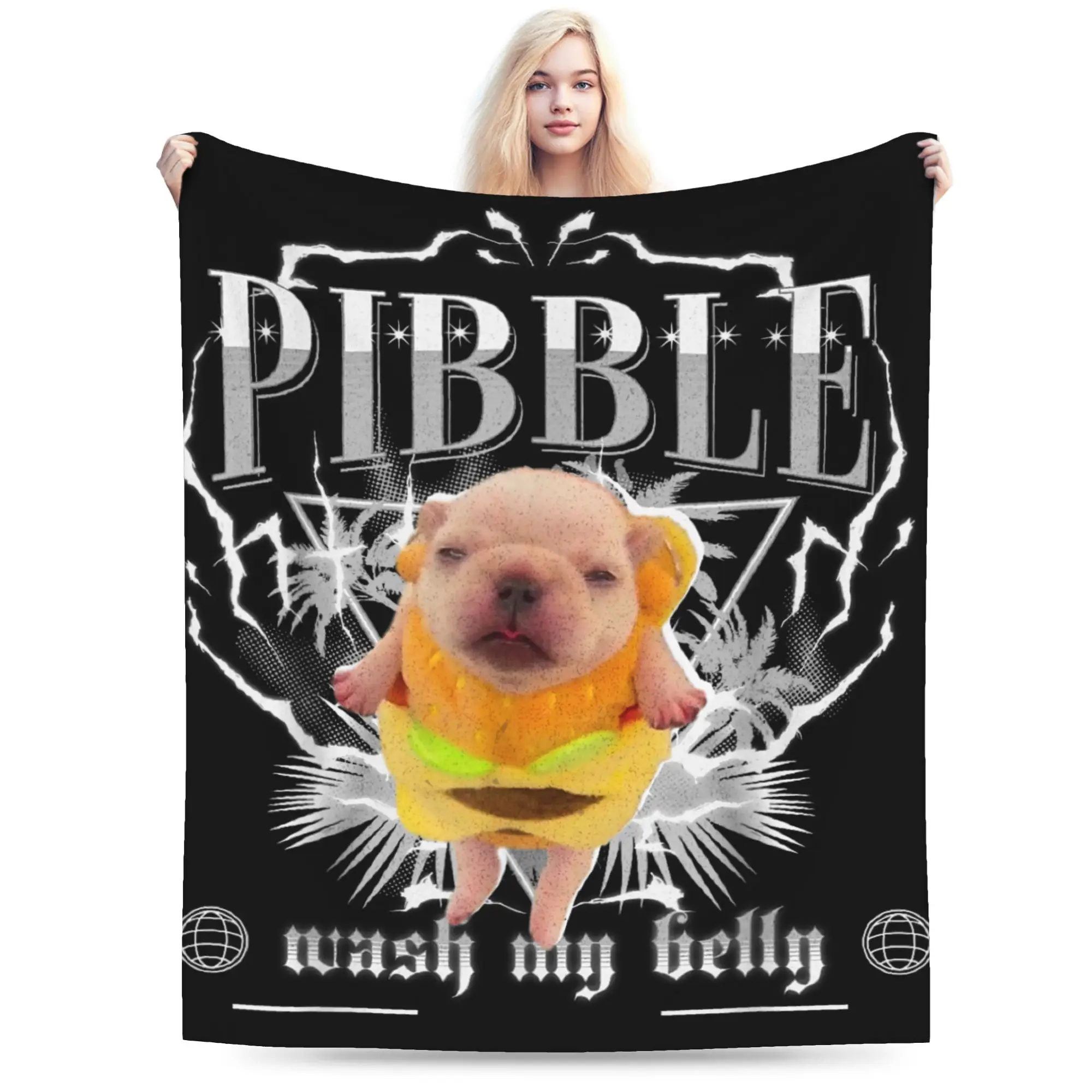 Funny pibble Meme wash My Belly Clean My Belly Meme Warm Blankets  Decorative Plush Throw Blanket Flannel Bedspread Bed Cover