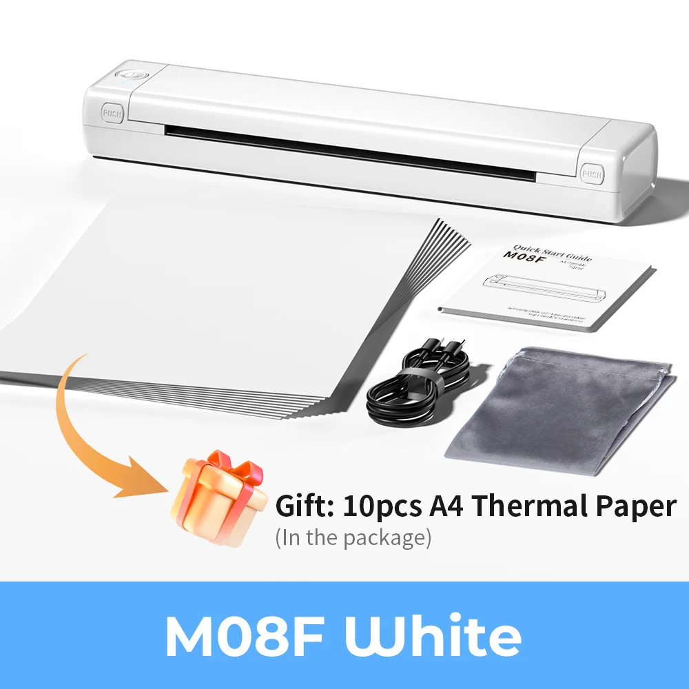 Phomemo M08F A4 draagbare Blutooth thermische printer ondersteunt A4-papier compatibel met Android & iOS telefoon en laptop voor kantoor