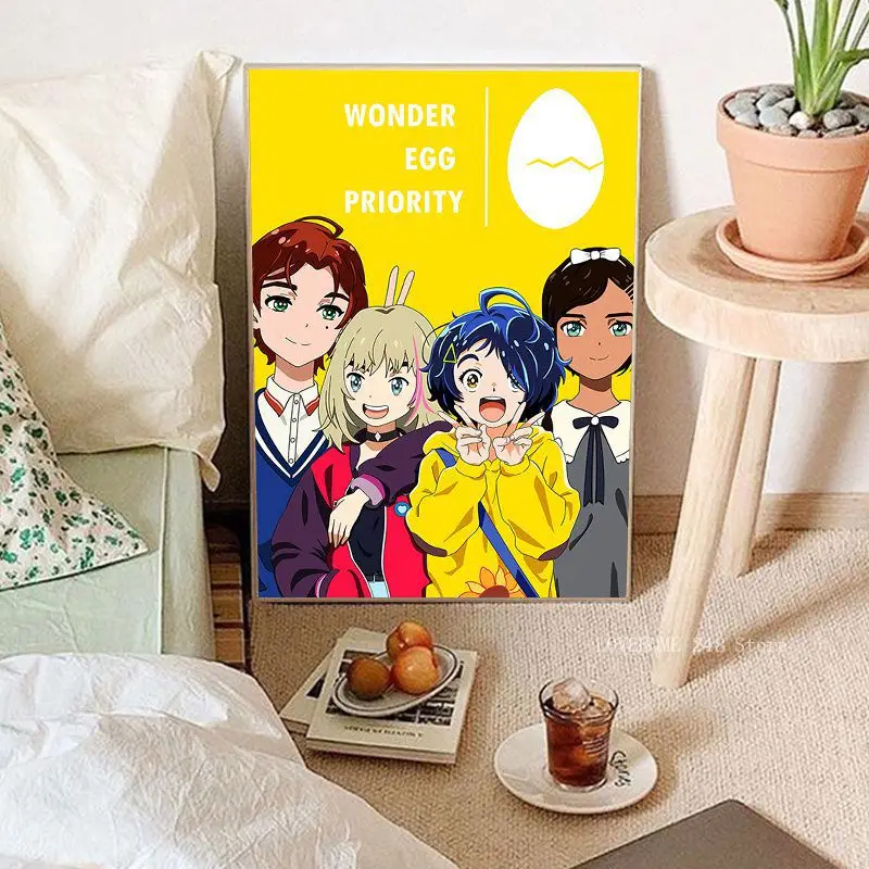 Hot Anime Wonder Egg Priority Classic Movie Posters Waterproof Paper Sticker Coffee House Bar Home Decor