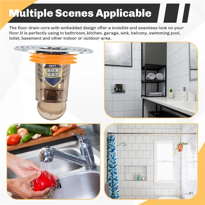 ABWZ-Self-Closing Odor And Insect Proof Floor Drain Core Deodorant Anti-Odor No Smell Bathroom Toilet Sewer Shower Drain