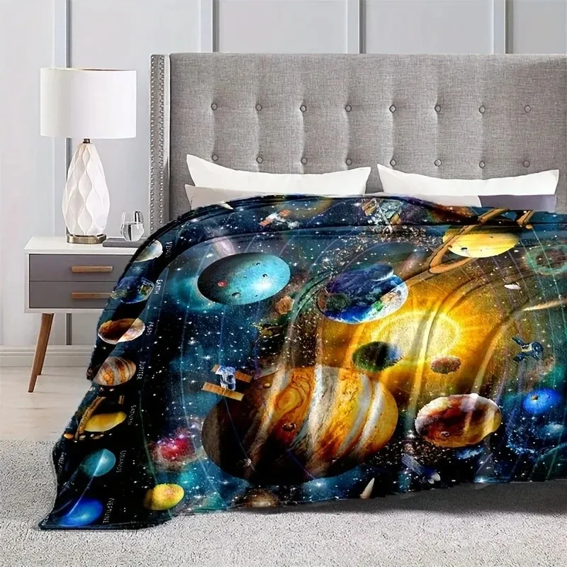 Cartoon Chubby Orange Cat Full Print Throw Blanket, Funny Round Fat Kitten With CAT Letter Pattern Soft Flannel Cozy Blanket, Wa