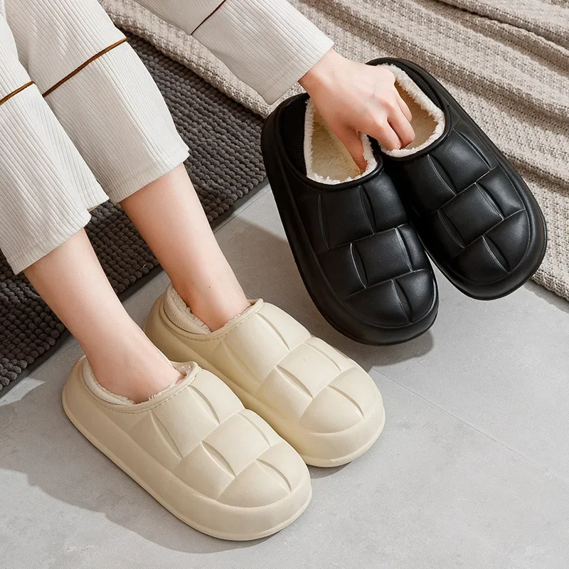 Cover Hak Slippers Mannen Winter Indoor Koppels Thuis Verdikte Waterdichte Antislip Pluche Katoenen Schoenen Externe Wear2023