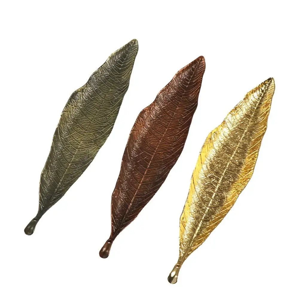 Creative Handmade Leaf Incense Tray Zinc Alloy Antique Incense Holder Leaf Design Vertical Incense Rack Tea Ceremony