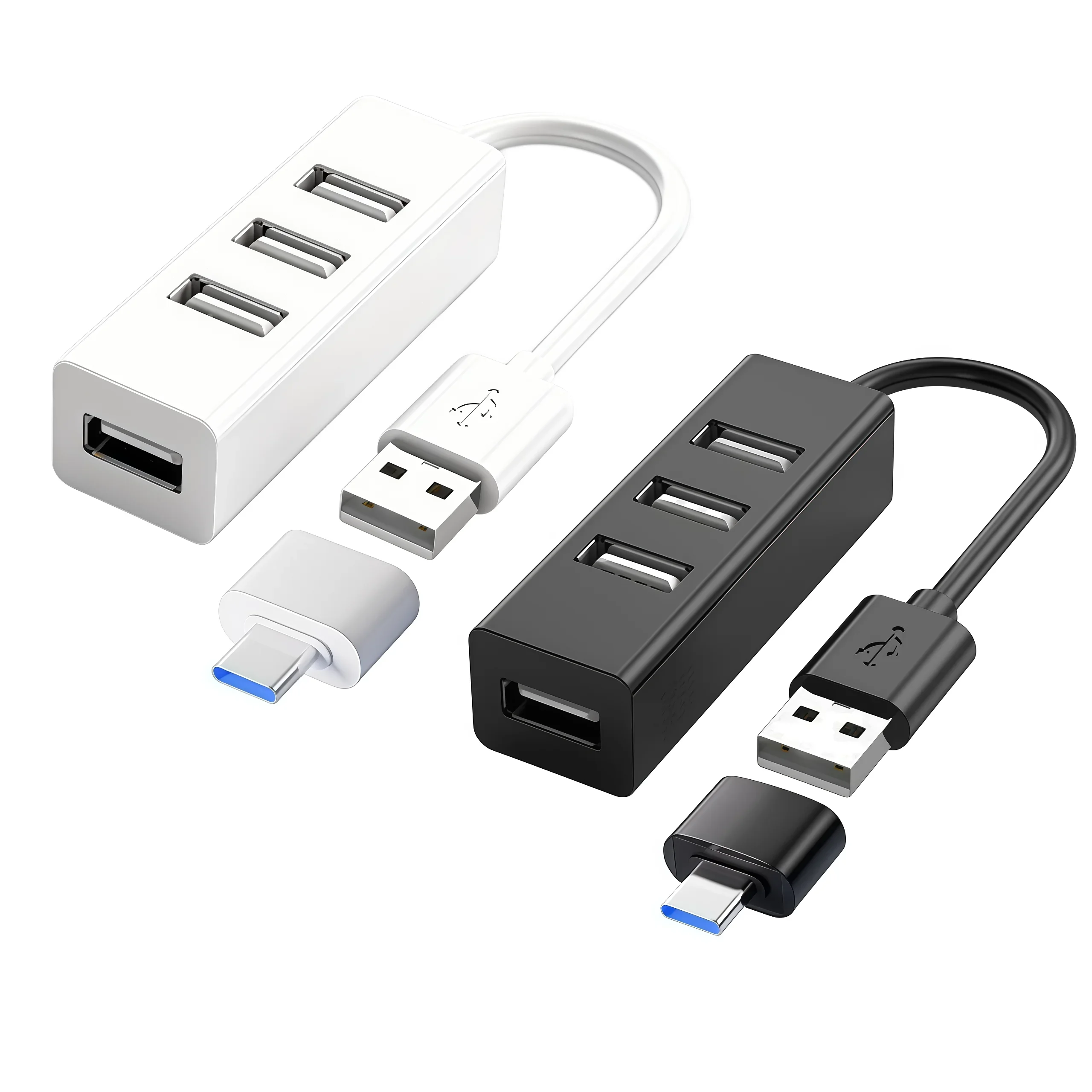 USB Hub 5V Split Charging Extension Cable External Extension Cable USB 2.0 Split Hub 1 to 4 Ports Suitable for USB Drive Mouse K