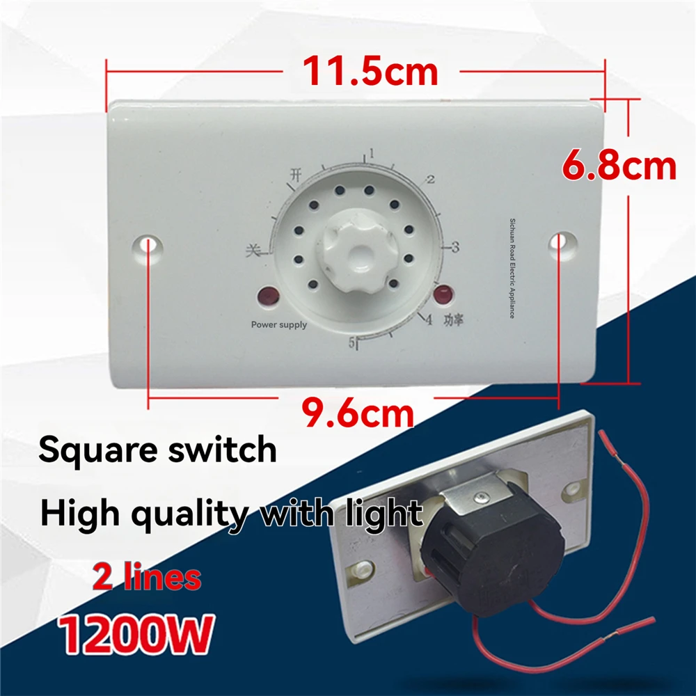 1000/1200W Temperature Control Switch high-power Stepless Adjustable Controller Electric Heater/ Burner/ Oven Accessories