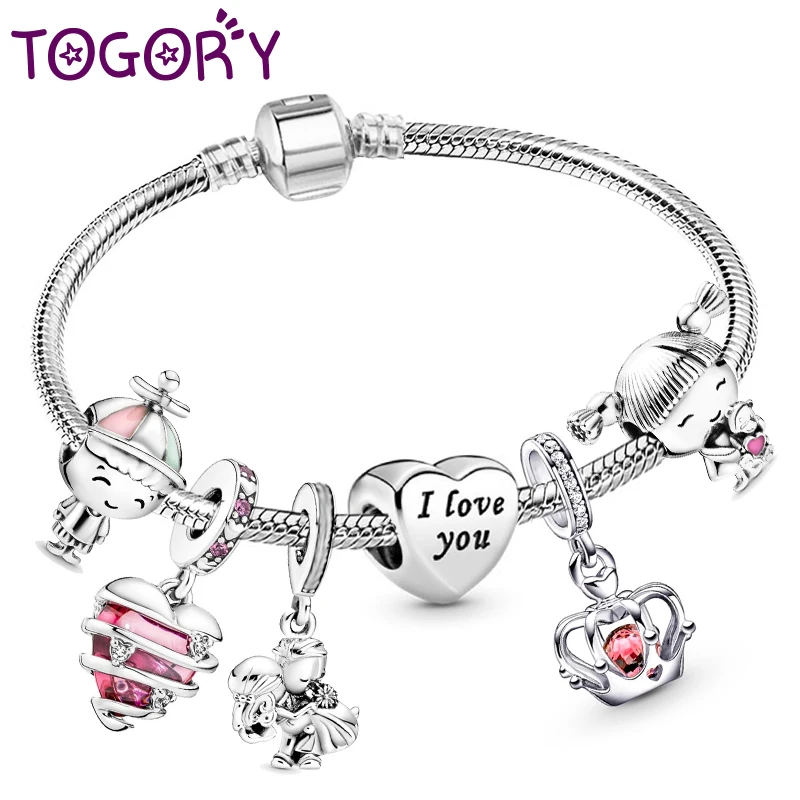 TOGORY Authentic Tibetan Boy & Girl Charm Bracelets for Women Fits Original Bride & Groom Beads Bracelets Wedding Jewelry Gift