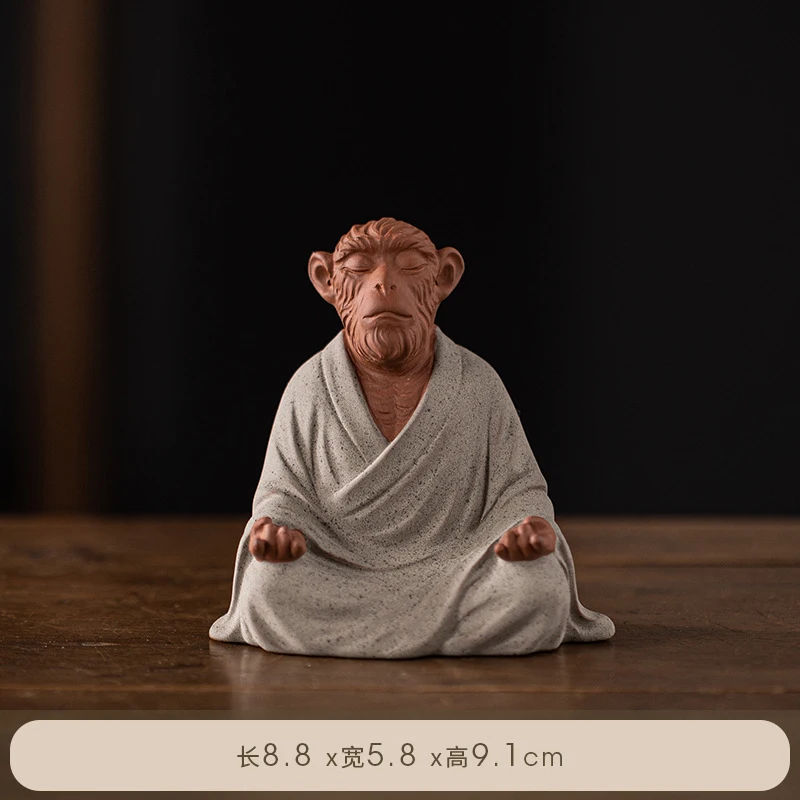 Purple Clay Sun Wukong Zen-Inspired Ornament, Creative Monkey King Decoration For Home, Tea Room, Fish Tank, And Landscaping Acc