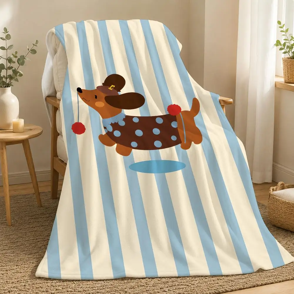 Dachshund sausage dog Throw 240g flannel blanket, suitable for sofas, beds, offices,  exquisite gift blankets