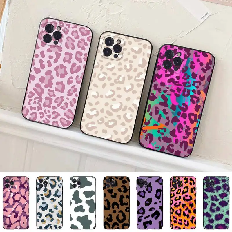 YNDFCNB Leopard grain Phone Case For iPhone 13 Pro MAX 14 11 12 Mini X XS XR 6 7 8 Plus SE 2020 Soft TPU Cover