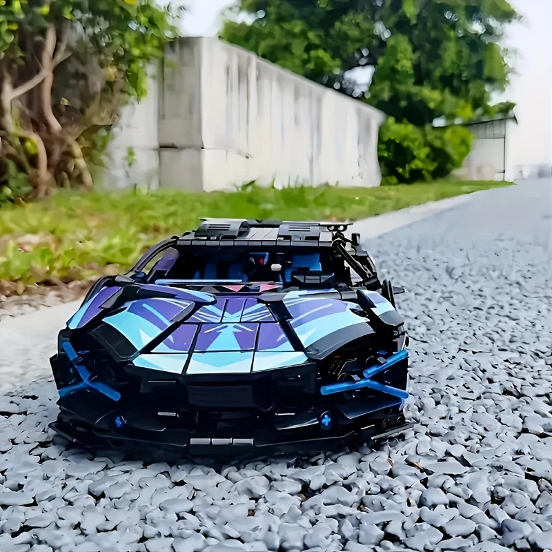 1314 + pcs fioletowy fajny tor wyścigowy samochód sportowy zmontowany klocki budynku, 1:14 DIY Model samochodzik dla dziecka