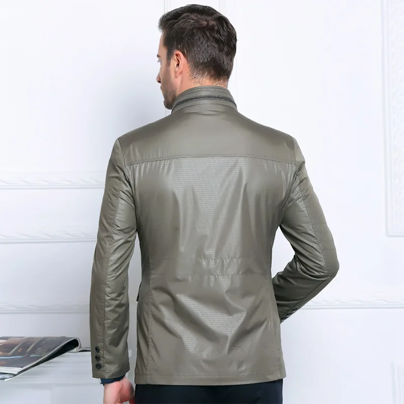 Autumn Winter Stand Collar Thick Jacket Men's Business Casual Outerwear