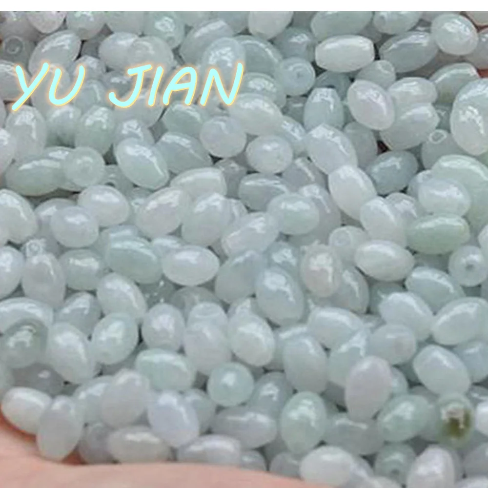 New Natural A Jadeite DIY Bead Bracelet Waist Chain Lanyard Braided Material Small Rice Jade-Beads Long Cylindrical-Bead Jewelry