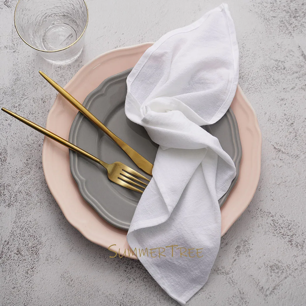 10pcs Napkins 40X40CM Plain Washed Cotton Classic Style Tea Towel Dining Place Mats Home Kitchen Dinner Wedding Settings Decor