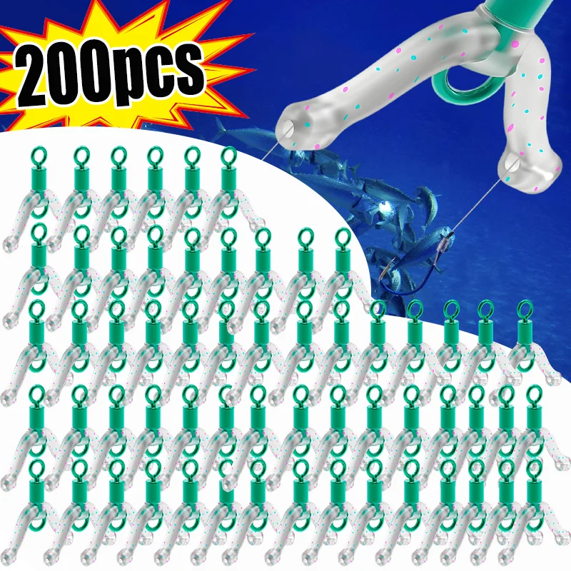 200/10Pcs 8-shaped Ring for Space Beans Double Hook Fishing Line Y-Shaped Swivel Contactor Anti Entanglement Fishing Accessories
