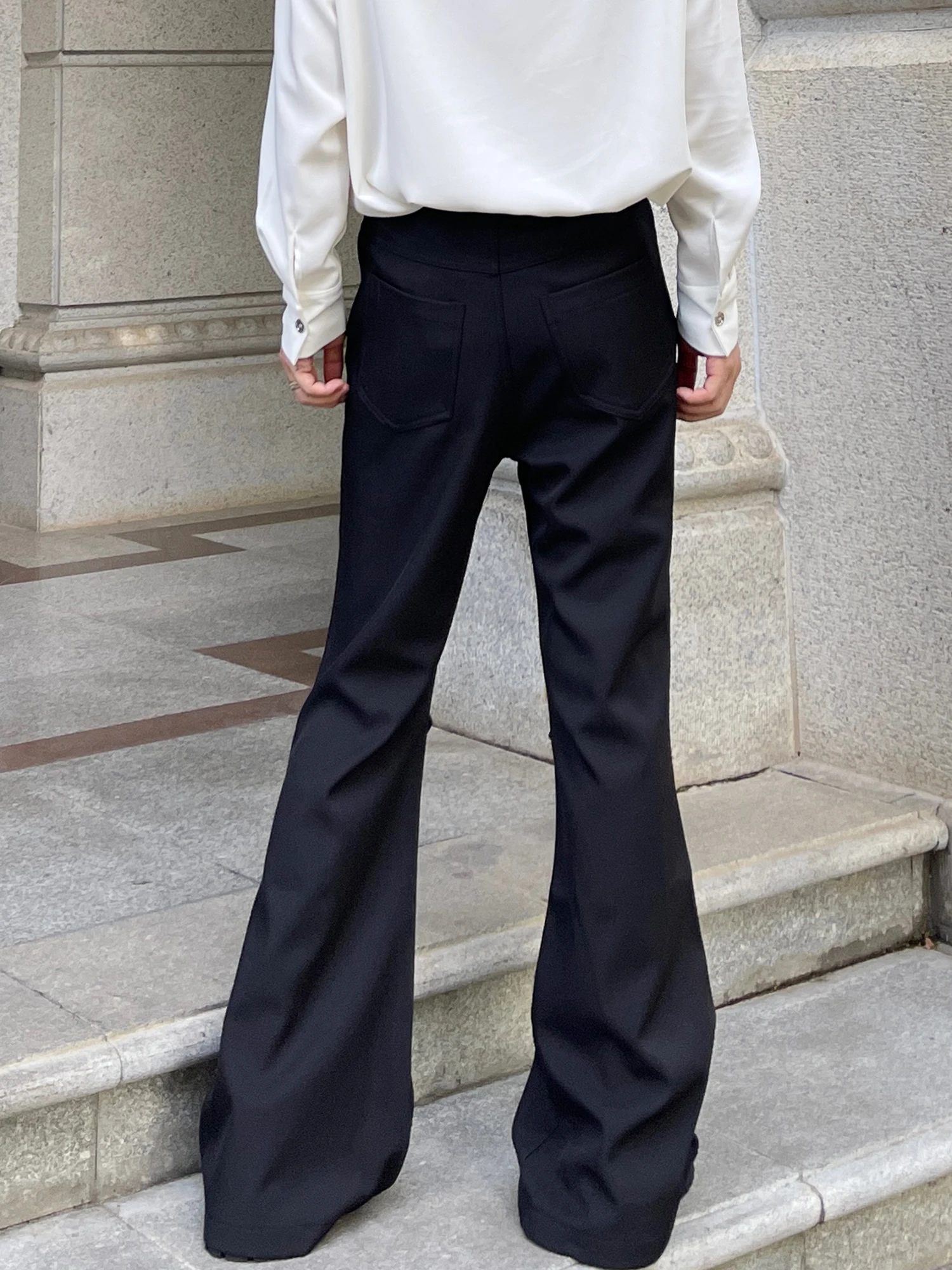 Summer New Korean Version of Black Micro-pull Trousers Handsome Men's High-end Fashion Trend Casual Loose Trousers