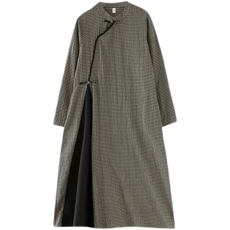 NYFS-فساتين طويلة من القطن والكتان منقوشة بقطع قماش فضفاضة للنساء ، رداء Elbise ، جديد ، خريف ، 2023