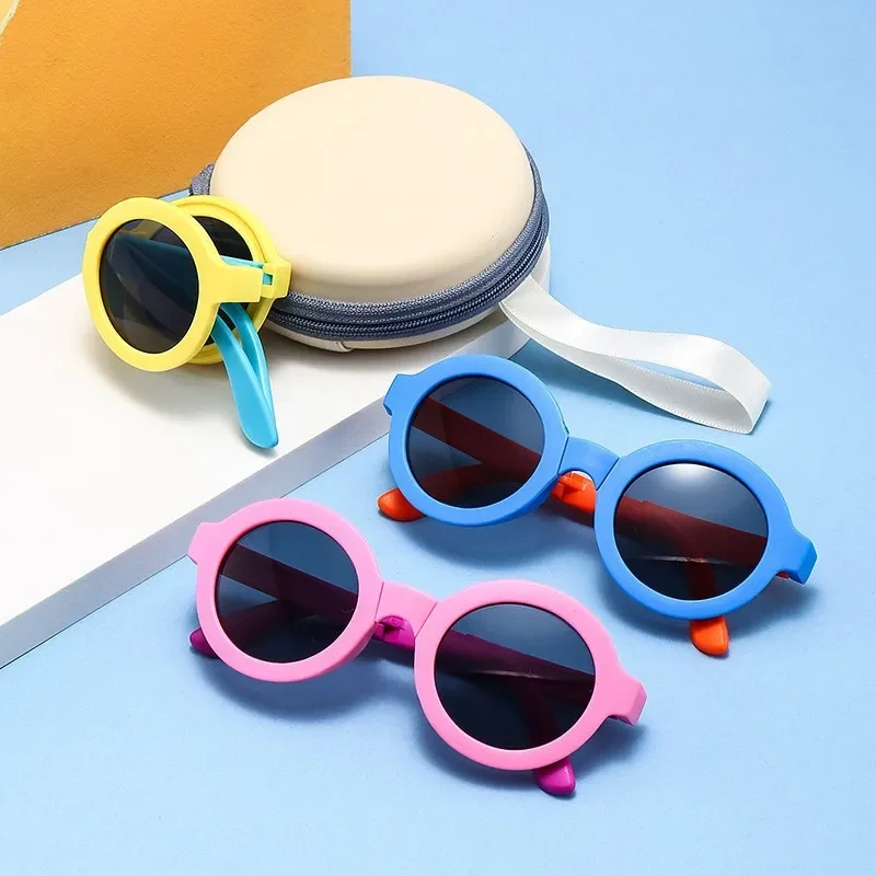 Children's glasses, foldable sunglasses, little girls' UV400 protection cartoon sunglasses, boys' and girls' babies' fashionable