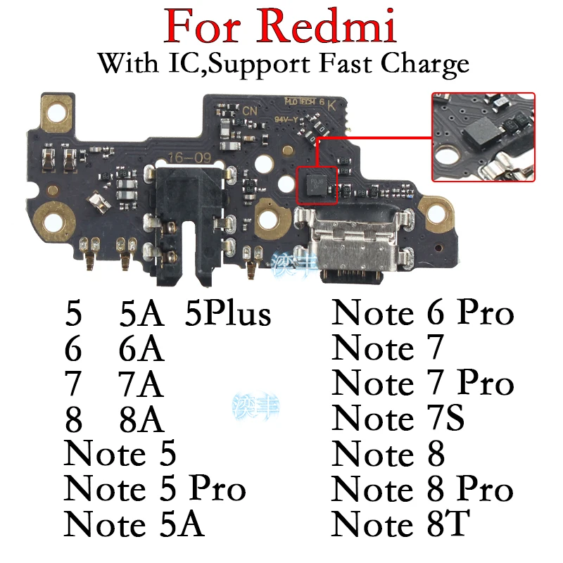 

Usb Dock Charger Port for Xiaomi Redmi Note 5 6 6A 7 7A 7S 8 8A 8T Plus Pro Charging Connector Board Module Ports